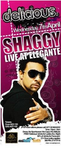 Shaggy Rayvon and DJ Bliss at Delicious Elegante Dubai United Arab Emirates April 7 2010 flyer