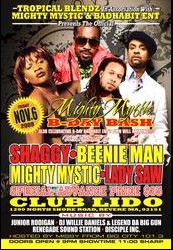 Shaggy Mighty Mystic Birthday Bash Beenie Man Lady Saw Lido Night Club 2009 performance flyer